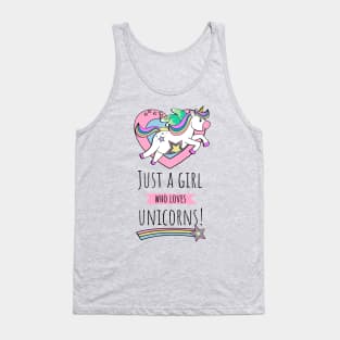 Hearts And Stars Just A Girl Who Loves Unicorns Tank Top